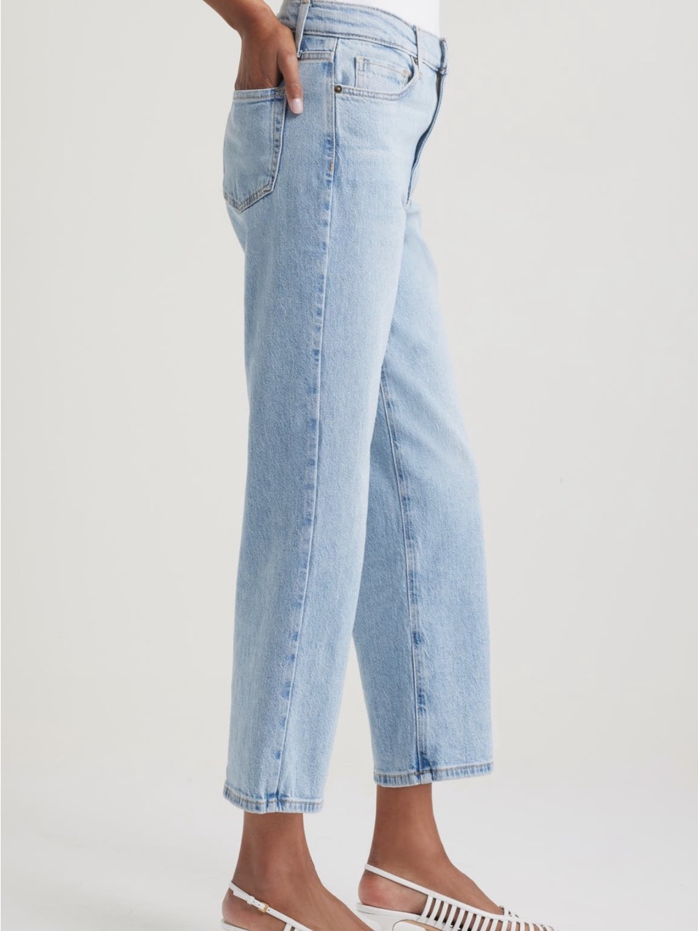 Nordstrom Light Blue High Waist Relaxed Straight Leg Jeans Cropped Jeans Size 25 - Picture 5 of 5